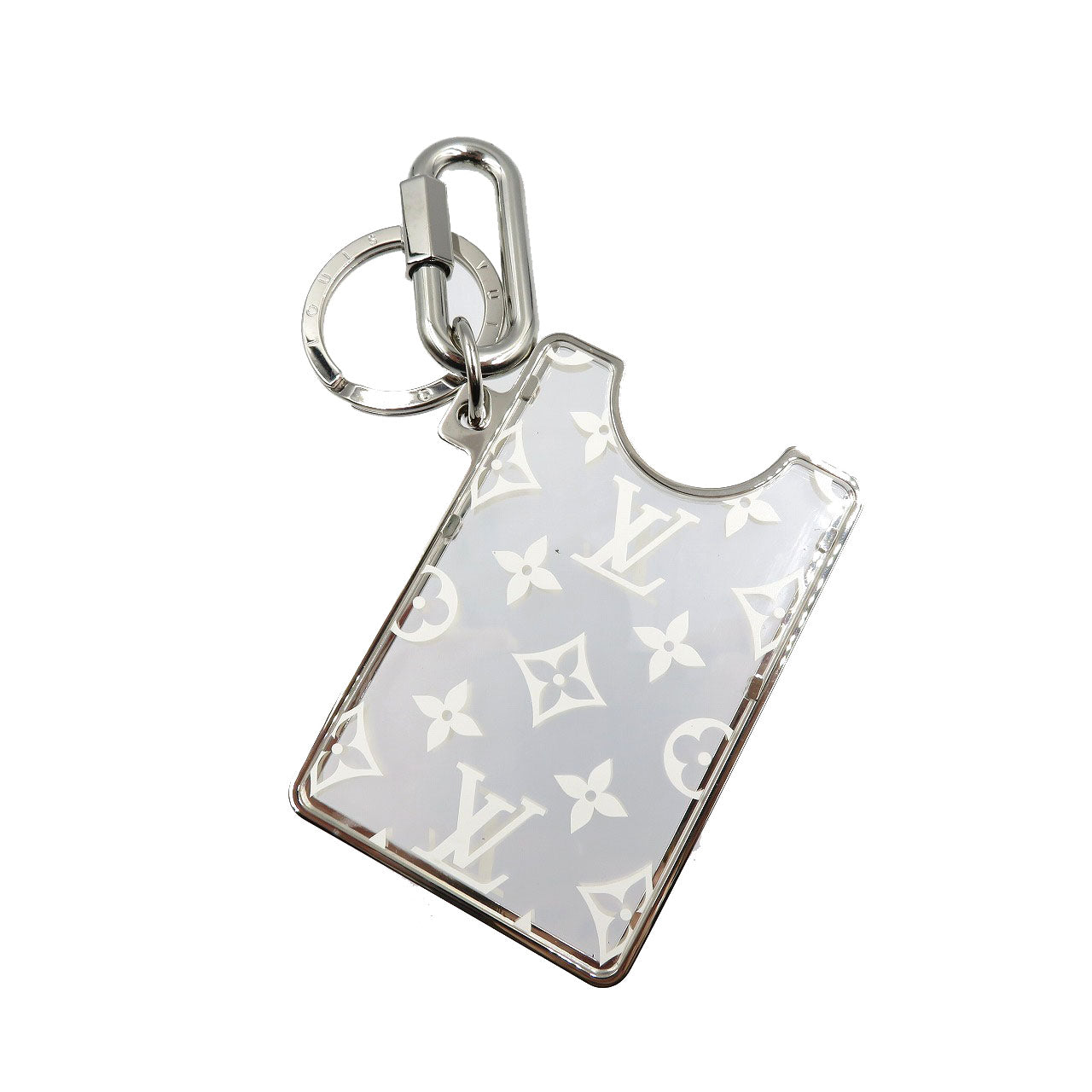 新品同様 ルイヴィトン ポルト クレ プリズム アイディー メタル プレキシガラス  シルバー ホワイト クリア キーホルダー 0188【中古】LOUIS VUITTON