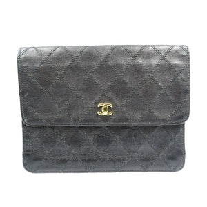 シャネル ビコローレ マトラッセ 2番台 レザー ゴールド金具 ブラック 黒 ポーチ 0189【中古】CHANEL