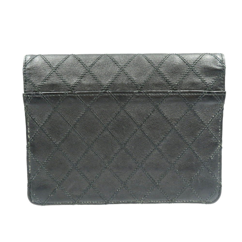 シャネル ビコローレ マトラッセ 2番台 レザー ゴールド金具 ブラック 黒 ポーチ 0189【中古】CHANEL
