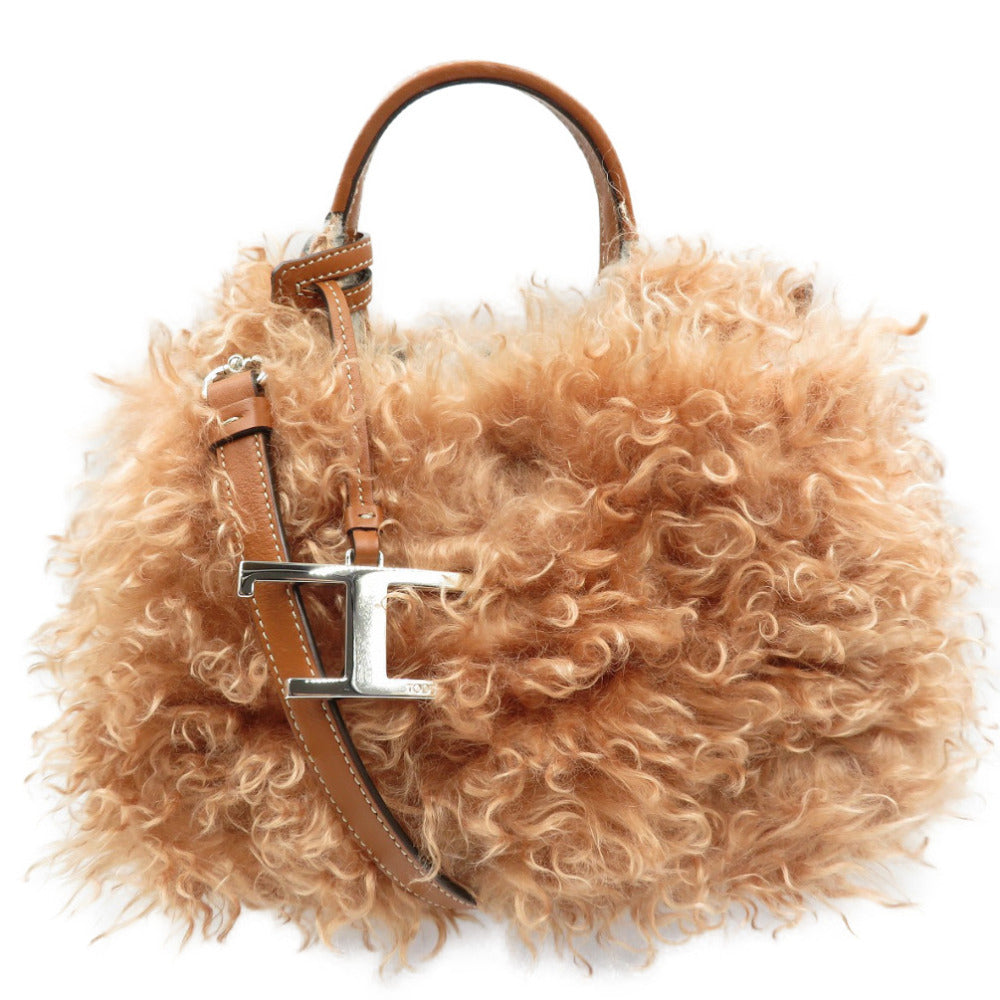 新品同様 トッズ モヘア ナイロン レザー シルバー金具 2WAY ハンドバッグ ショルダーバッグ 0191【中古】TOD'S