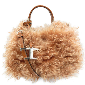 新品同様 トッズ モヘア ナイロン レザー シルバー金具 2WAY ハンドバッグ ショルダーバッグ 0191【中古】TOD'S