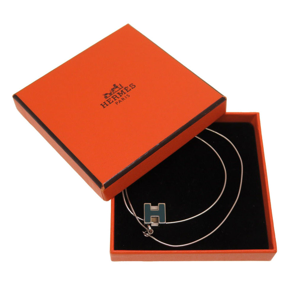 エルメス カージュ ド アッシュ Hキューブ ネックレス シルバー ブルー アクセサリー 0197 【中古】 HERMES