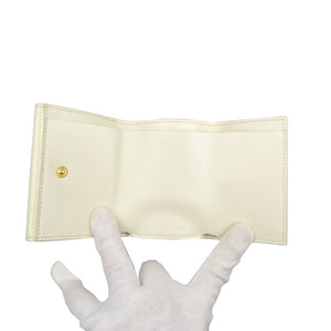新品同様 ジルサンダー カーフ ゴールド金具 ホワイト 白 三つ折り財布 コンパクトウォレット 0207【中古】JIL SANDER
