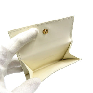 新品同様 ジルサンダー カーフ ゴールド金具 ホワイト 白 三つ折り財布 コンパクトウォレット 0207【中古】JIL SANDER