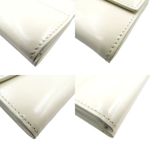 新品同様 ジルサンダー カーフ ゴールド金具 ホワイト 白 三つ折り財布 コンパクトウォレット 0207【中古】JIL SANDER