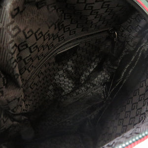 新品同様 グッチ ウェビングライン キャンバス ブラック 122348 リュックサック バッグ 黒 0216 【中古】 GUCCI メンズ