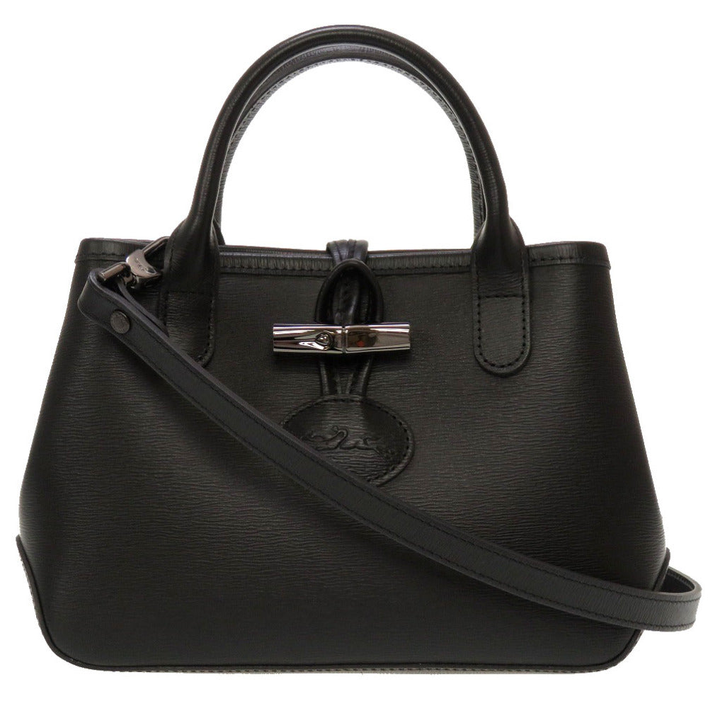 新品同様 ロンシャン ロゾ レザー ブラック 2WAY ハンドバッグ バッグ 黒 0217 【中古】 Longchamp