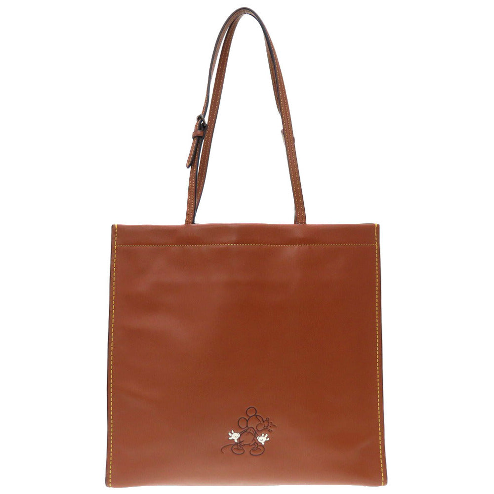 美品 コーチ × ディズニー ミッキー 37981 レザー ブラウン トートバッグ バッグ 茶 0221 【中古】 COACH × DISNEY