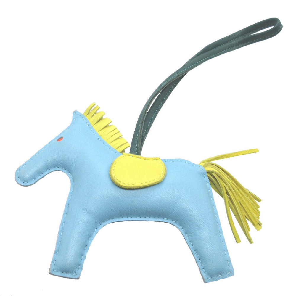 美品 エルメス ロデオチャームMM アニューミロ セレステ ライム マラカイト バッグチャーム キーホルダー 0223【中古】HERMES