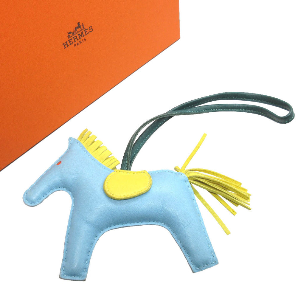 美品 エルメス ロデオチャームMM アニューミロ セレステ ライム マラカイト バッグチャーム キーホルダー 0223【中古】HERMES