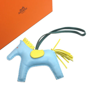 美品 エルメス ロデオチャームMM アニューミロ セレステ ライム マラカイト バッグチャーム キーホルダー 0223【中古】HERMES