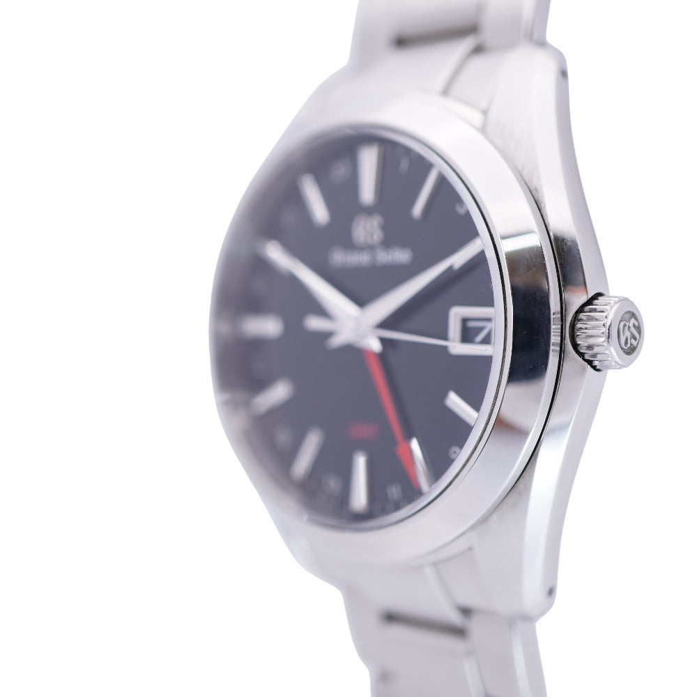 美品 セイコー グランドセイコー ヘリテージコレクション GMT SBGN013 / 9F86-0AF0 クオーツ 腕時計 SS ブラック 黒文字盤 0002【中古】SEIKO メンズ