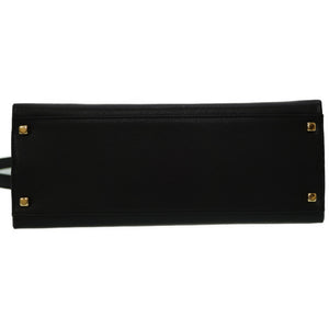 美品 フェラガモ ガンチーニ BA-21 0290 ハンドバッグ レザー ブラック 黒 ゴールド金具 ストラップ付 0008【中古】Salvatore Ferragamo