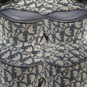 クリスチャン ディオール ダブルサドル キャンバス レザー ネイビー ボストンバッグ バッグ 紺 0012 【中古】 Christian Dior