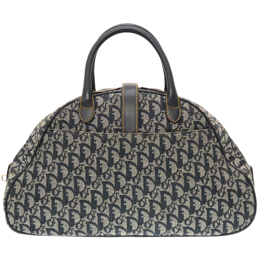 クリスチャン ディオール ダブルサドル キャンバス レザー ネイビー ボストンバッグ バッグ 紺 0012 【中古】 Christian Dior