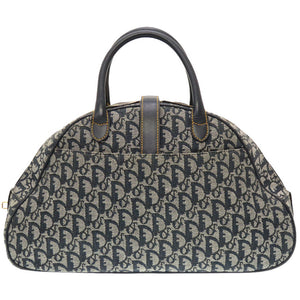クリスチャン ディオール ダブルサドル キャンバス レザー ネイビー ボストンバッグ バッグ 紺 0012 【中古】 Christian Dior