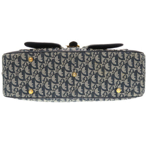 クリスチャン ディオール ダブルサドル キャンバス レザー ネイビー ボストンバッグ バッグ 紺 0012 【中古】 Christian Dior