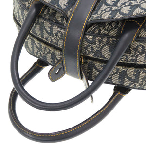 クリスチャン ディオール ダブルサドル キャンバス レザー ネイビー ボストンバッグ バッグ 紺 0012 【中古】 Christian Dior