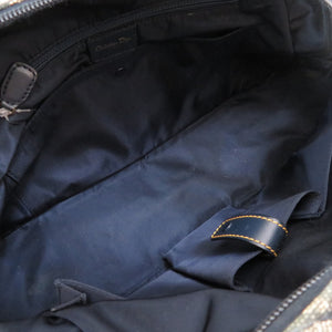 クリスチャン ディオール ダブルサドル キャンバス レザー ネイビー ボストンバッグ バッグ 紺 0012 【中古】 Christian Dior