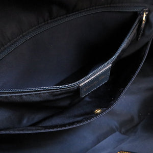 クリスチャン ディオール ダブルサドル キャンバス レザー ネイビー ボストンバッグ バッグ 紺 0012 【中古】 Christian Dior