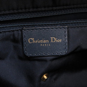 クリスチャン ディオール ダブルサドル キャンバス レザー ネイビー ボストンバッグ バッグ 紺 0012 【中古】 Christian Dior