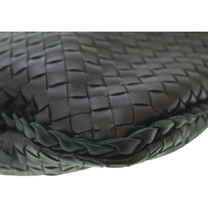 美品 ボッテガヴェネタ ホーボー イントレチャート ワンショルダーバッグ レザー ブラック 黒 0016【中古】BOTTEGAVENETA