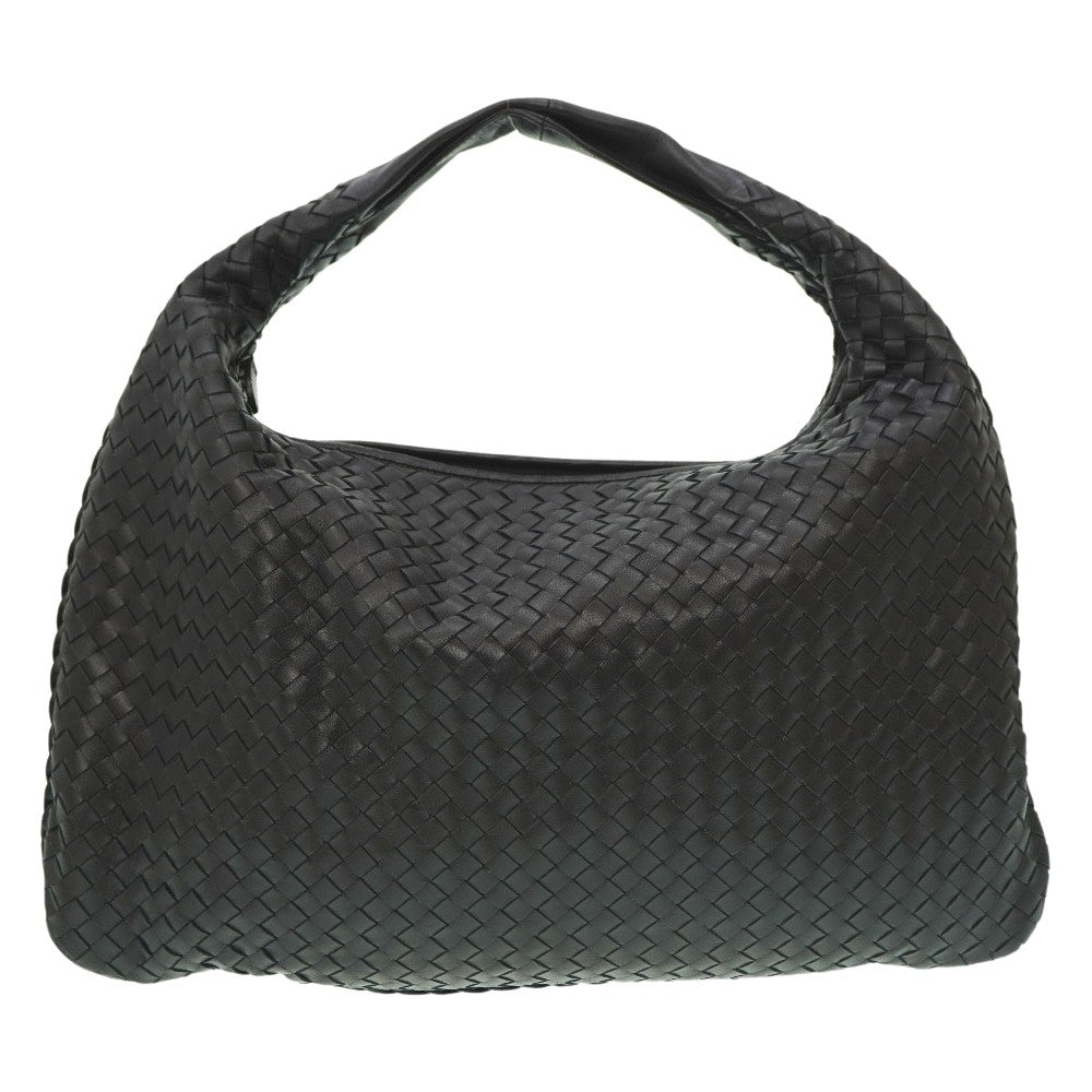 美品 ボッテガヴェネタ ホーボー イントレチャート ワンショルダーバッグ レザー ブラック 黒 0016【中古】BOTTEGAVENETA