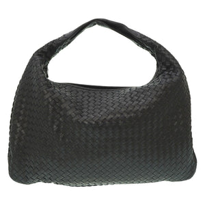 美品 ボッテガヴェネタ ホーボー イントレチャート ワンショルダーバッグ レザー ブラック 黒 0016【中古】BOTTEGAVENETA