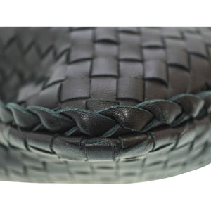 美品 ボッテガヴェネタ ホーボー イントレチャート ワンショルダーバッグ レザー ブラック 黒 0016【中古】BOTTEGAVENETA