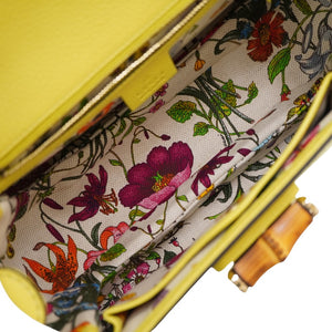 新品同様 グッチ ニューバンブー ショルダー ハンドバッグ 254884 レザー イエロー ストラップ付 0020【中古】GUCCI 黄色
