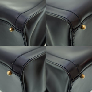 美品 グッチ バンブー ヴィンテージ トートバッグ レザー ネイビー 紺 0021【中古】GUCCI