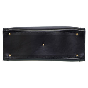 美品 グッチ バンブー ヴィンテージ トートバッグ レザー ネイビー 紺 0021【中古】GUCCI