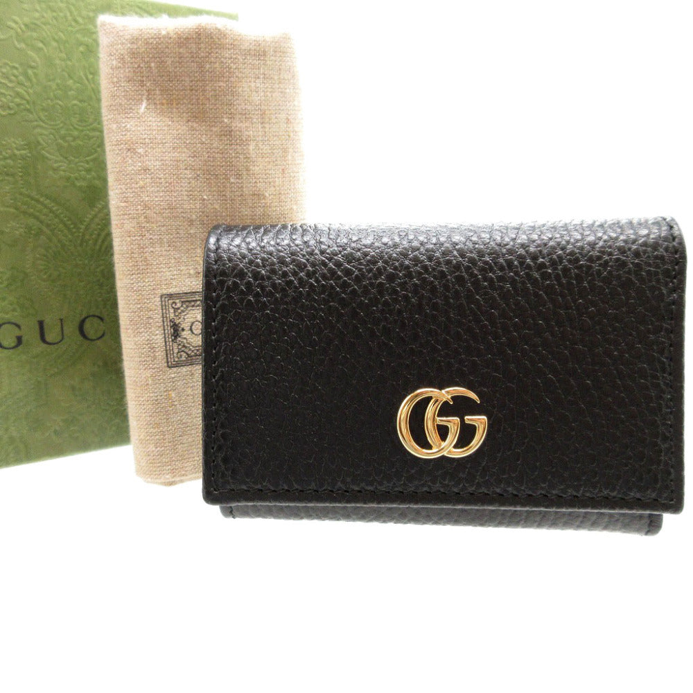 未使用 グッチ コンパクトウォレット 644407 ダブルG レザー ブラック 黒 財布 0023【中古】GUCCI