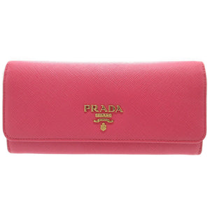 未使用 プラダ 1MH132 サフィアーノレザー ピンク 2つ折り長財布 財布 0024【中古】PRADA
