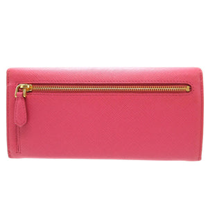 未使用 プラダ 1MH132 サフィアーノレザー ピンク 2つ折り長財布 財布 0024【中古】PRADA