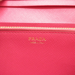 未使用 プラダ 1MH132 サフィアーノレザー ピンク 2つ折り長財布 財布 0024【中古】PRADA
