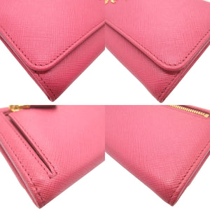 未使用 プラダ 1MH132 サフィアーノレザー ピンク 2つ折り長財布 財布 0024【中古】PRADA