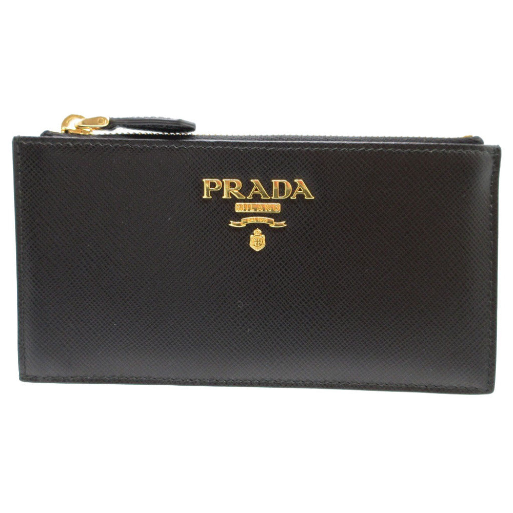 新品同様 プラダ 1MC079 サフィアーノレザー ブラック 黒 コインケース 0026【中古】PRADA