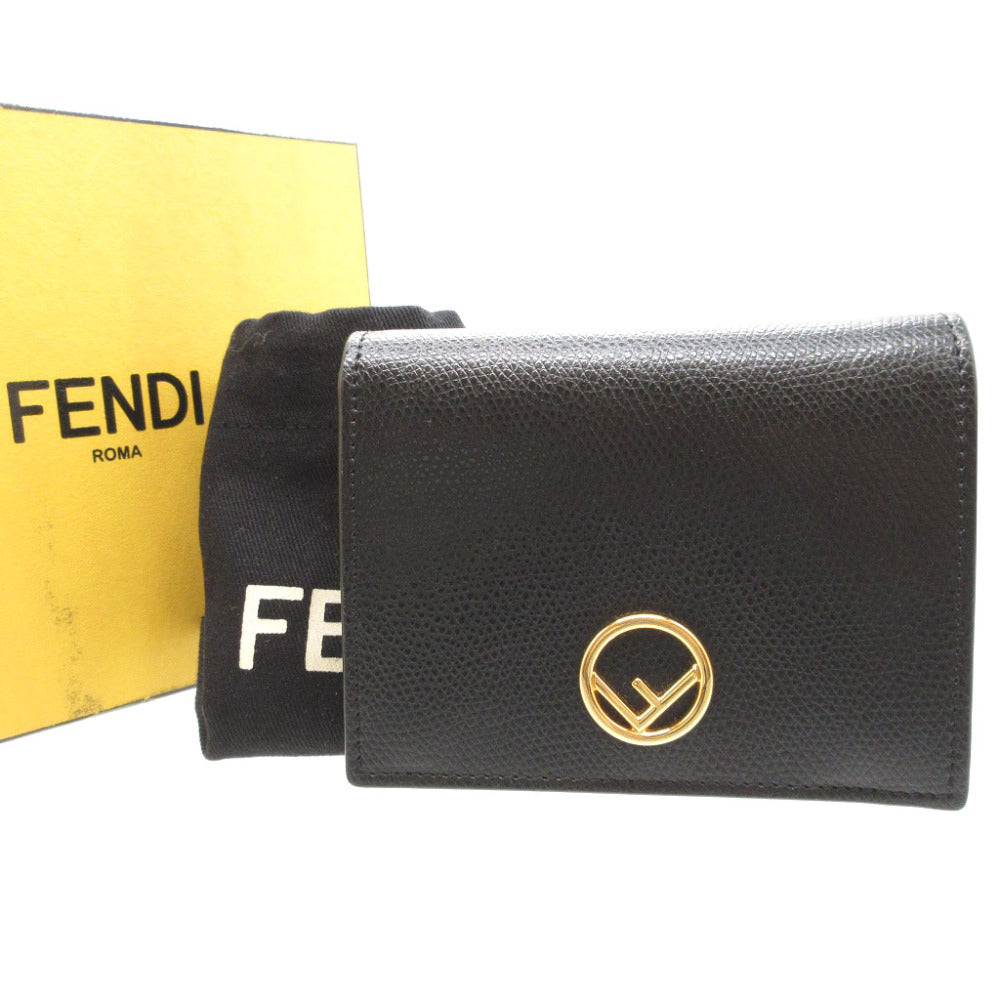 未使用 フェンディ エフイズフェンディ 8M0387 レザー ブラック 黒 2つ折り財布 財布 0027【中古】FENDI