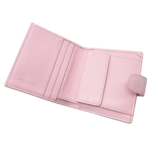 新品同様 ボッテガヴェネタ イントレチャート コンパクトウォレット レザー ピンク 2つ折り財布 財布 0029【中古】BOTTEGA VENETA