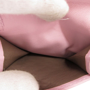 新品同様 ボッテガヴェネタ イントレチャート コンパクトウォレット レザー ピンク 2つ折り財布 財布 0029【中古】BOTTEGA VENETA