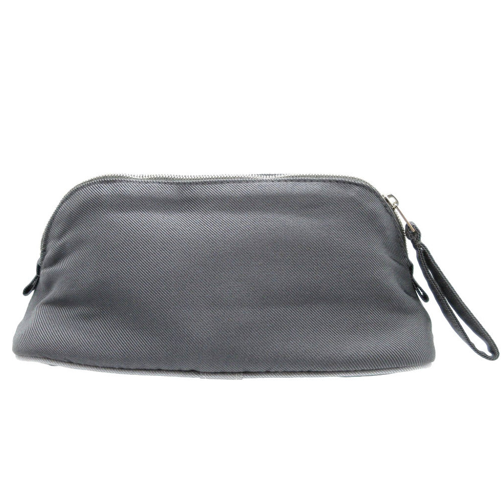 美品 エルメス ボリード ヴィス ヴェルザ PM パンチングロゴ シルク コットン アシエ グレー コスメ ポーチ 0035【中古】HERMES