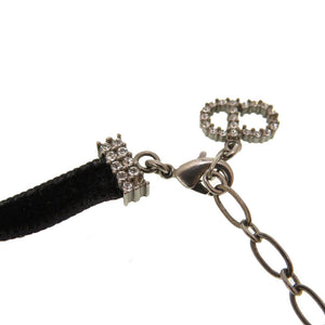クリスチャン ディオール J'ADIOR ジャディオール ベロア ストーン ブラック チョーカー ネックレス 黒 0036 【中古】 Christian Dior