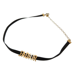 新品同様 クリスチャン ディオール J'ADIOR ジャディオール チョーカー ベロア ブラック ゴールド金具 0040 【中古】 Christian Dior