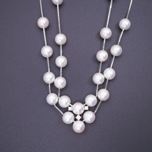 新品同様 タサキ 7mm ステーションパール ダイヤ K18WG ネックレス ホワイトゴールド/ダイヤモンド ネックレス ジュエリー 0043【中古】TASAKI レディース