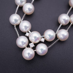 新品同様 タサキ 7mm ステーションパール ダイヤ K18WG ネックレス ホワイトゴールド/ダイヤモンド ネックレス ジュエリー 0043【中古】TASAKI レディース