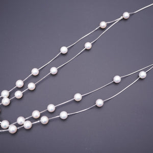 新品同様 タサキ 7mm ステーションパール ダイヤ K18WG ネックレス ホワイトゴールド/ダイヤモンド ネックレス ジュエリー 0043【中古】TASAKI レディース