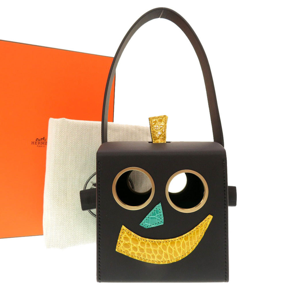 未使用 エルメス プティアッシュ ロボットクラッチ ポロサス ブラック ハンドバッグ バッグ 黒 0046 【中古】 HERMES