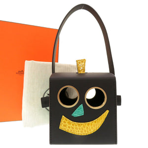 未使用 エルメス プティアッシュ ロボットクラッチ ポロサス ブラック ハンドバッグ バッグ 黒 0046 【中古】 HERMES