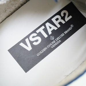新品同様 ゴールデングース VSTAR2 スニーカー スウェード ブルー サイズ40 青 0053【中古】GOLDEN GOOSE Vスター2 メンズ